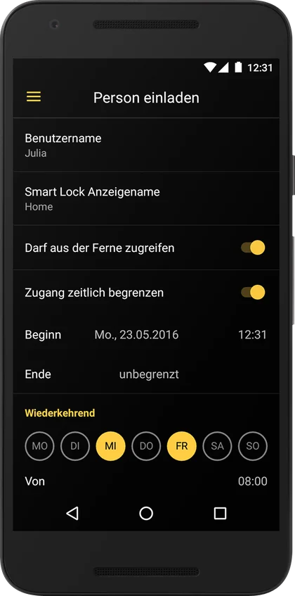 Deutsche Nuki App auf Android – Bildschirmbeispiel 3